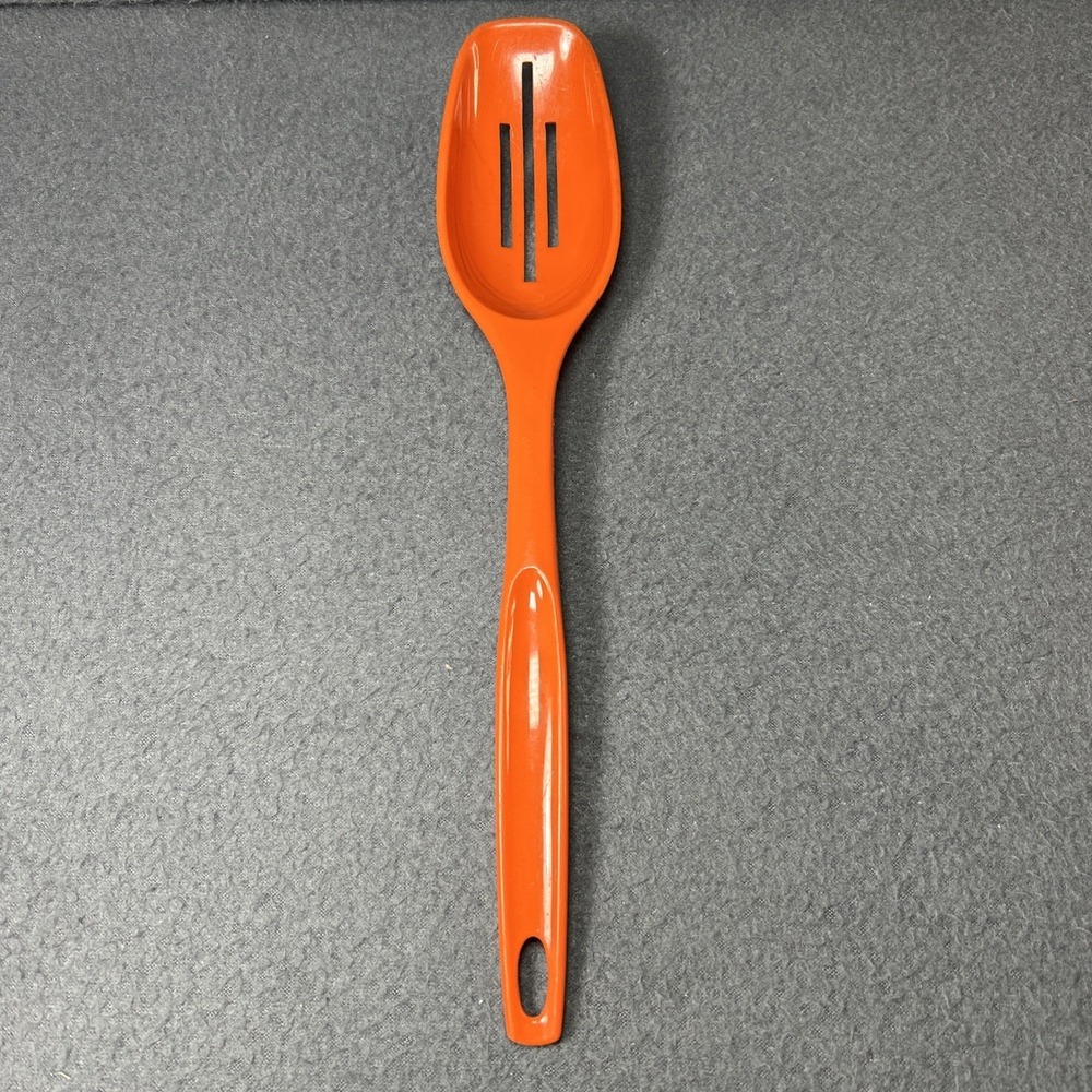 Vintage Foley Orange Plastic Slotted Serving Spoon‎ Mid-Century Kitchenware